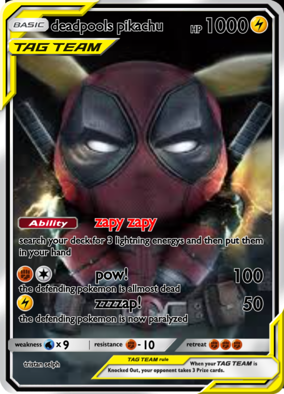 deadpools pikachu tag team poke card